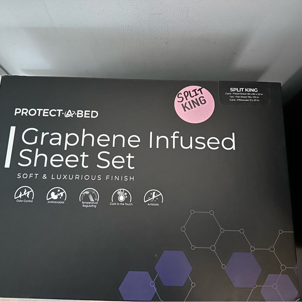 Split King gray bed sheets - Graphene Infused